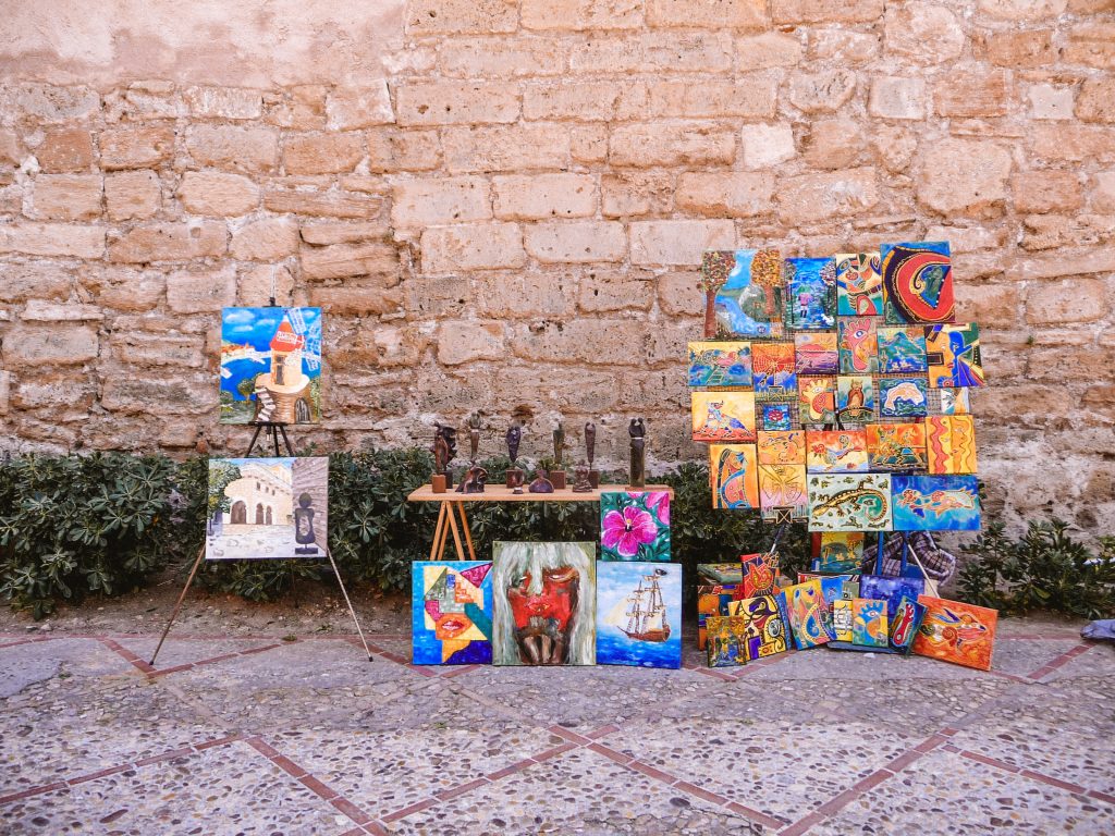 Paintings for sale on the streets of Palma, Mallorca