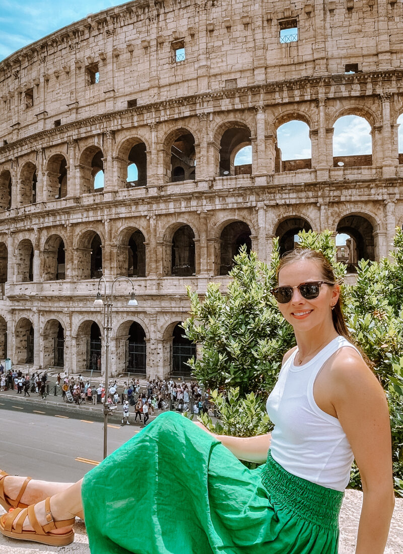 A girl in front of Colosseum in Rome, Italy