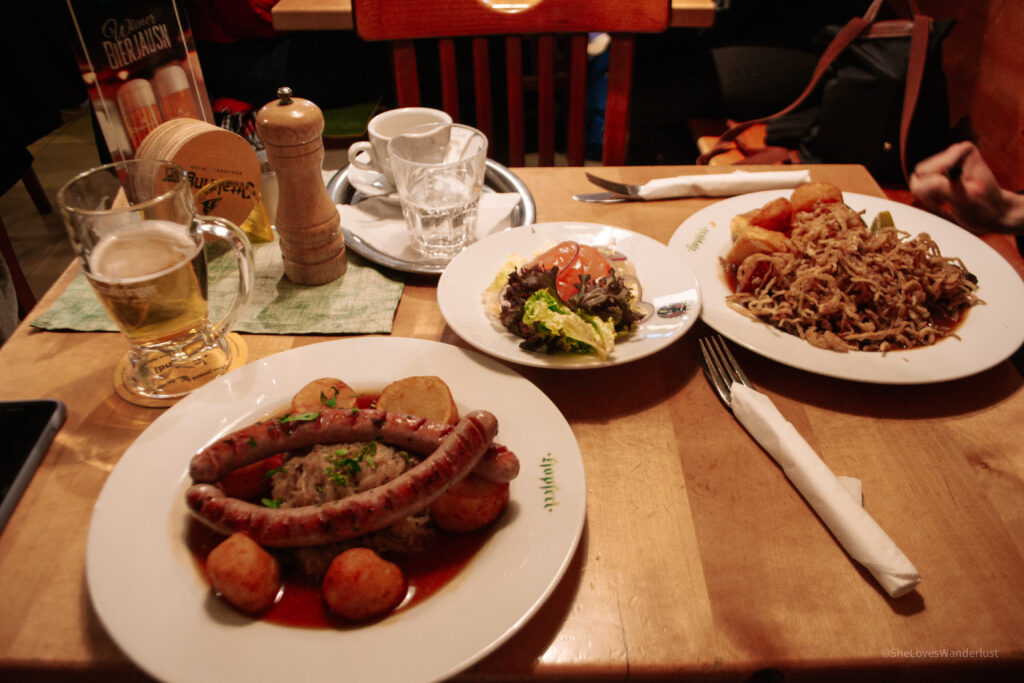 traditional Austria food in a restaurant in Vienna