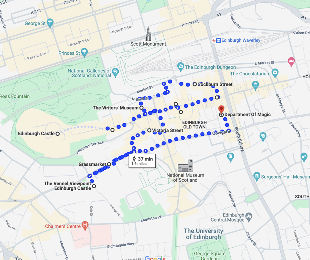 3 days in Edinburgh: Day 1 Itinerary on Google Maps